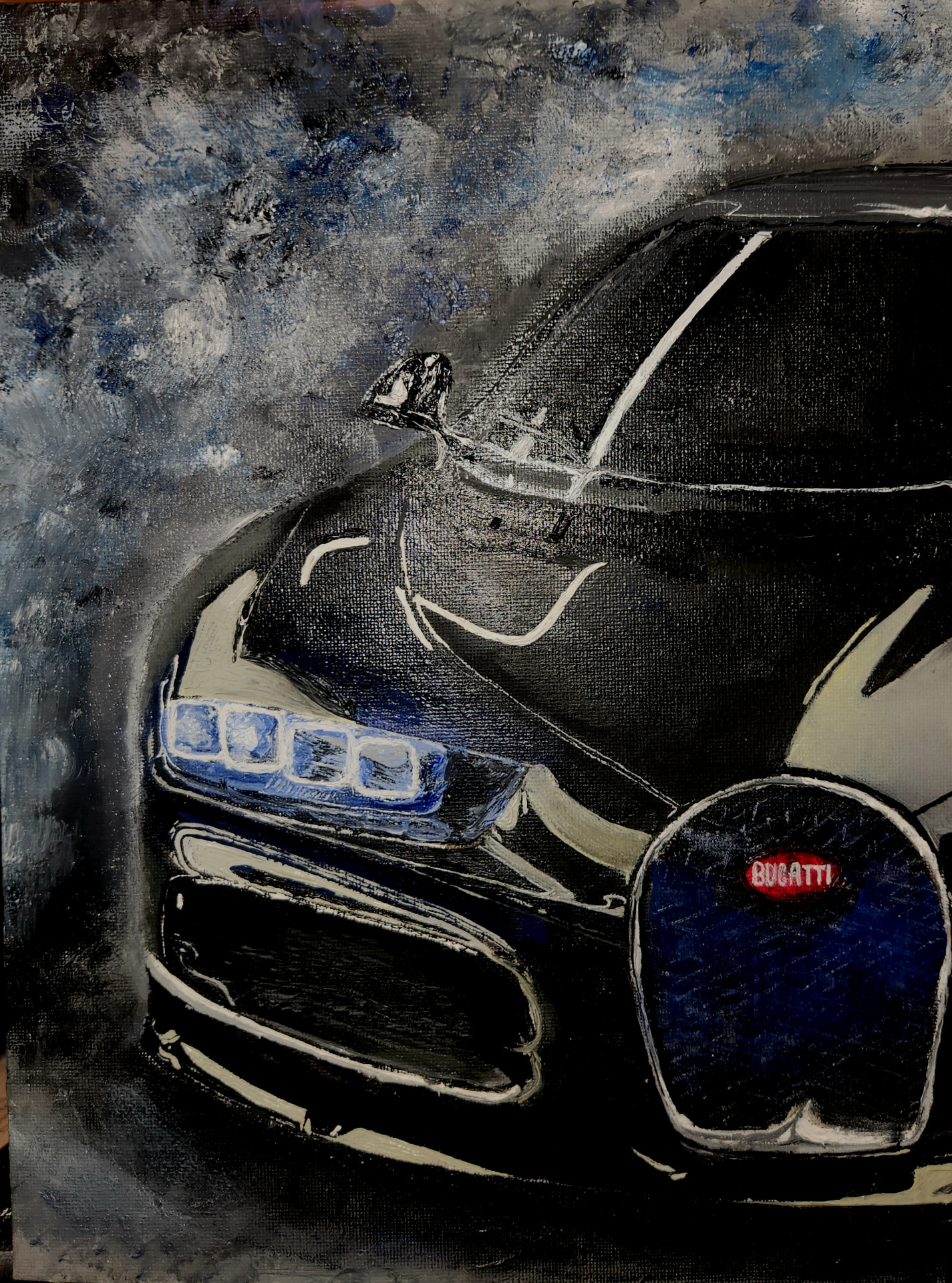 Bugatti Chiron — Bavarian Midnight, Oil on Canvas