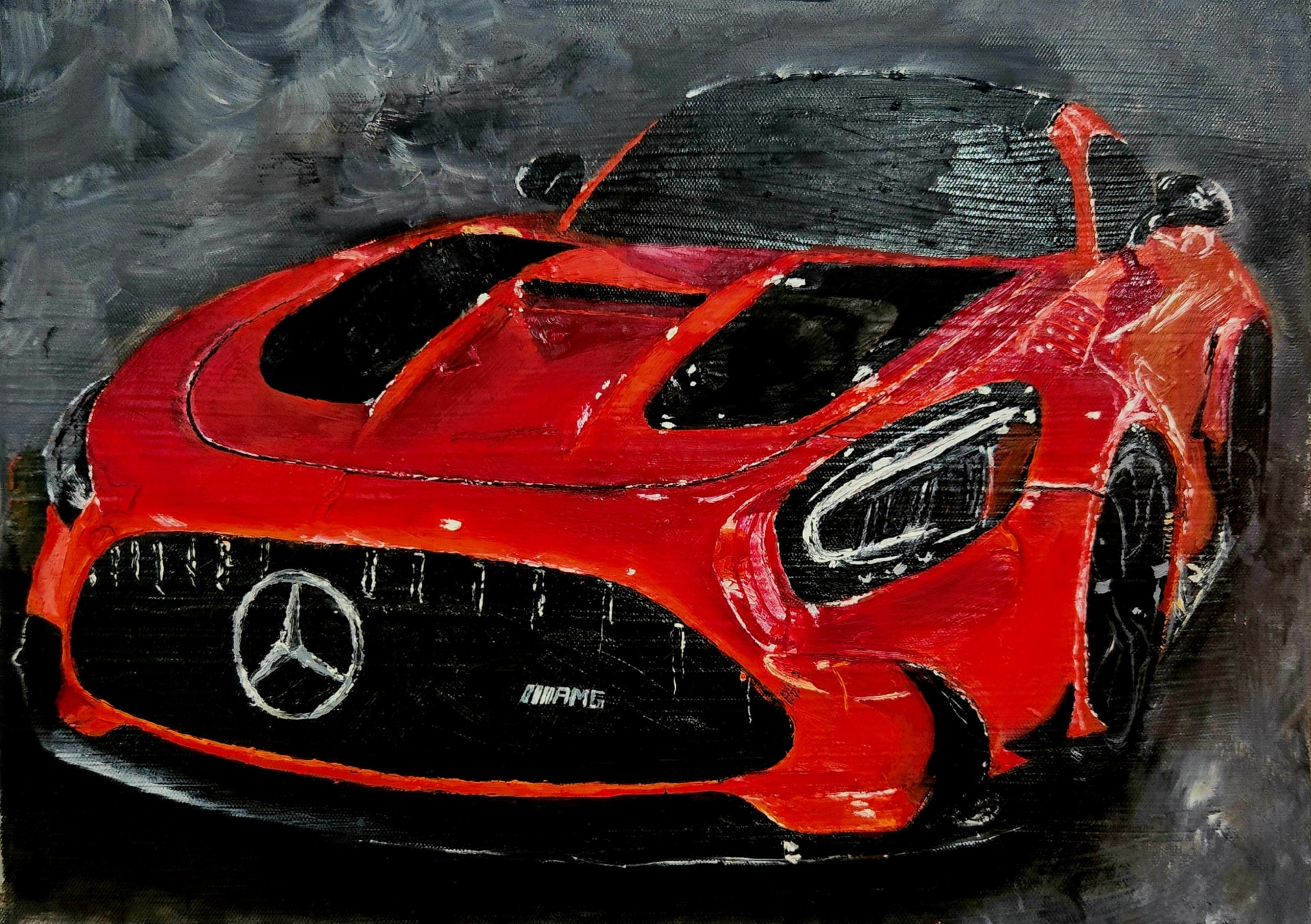 AMG GT Black Series — Red Shift, Oil on Canvas